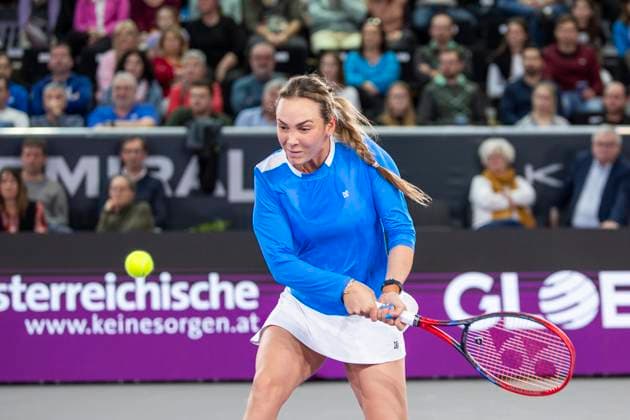 TENNIS - WTA, Tennis Damen Upper Austria Ladies Linz LINZ,AUSTRIA,02.FEB.24 - TENNIS - WTA Tour, Upper Austria Ladies Linz. Image shows Donna Vekic (CRO).  GEPAxpictures xGintarexKarpaviciute