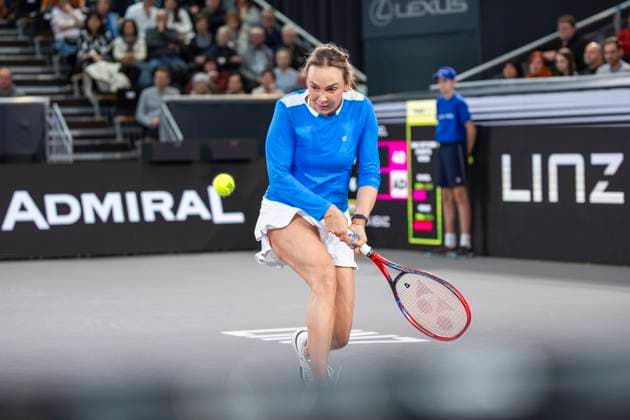 TENNIS - WTA, Tennis Damen Upper Austria Ladies Linz LINZ,AUSTRIA,02.FEB.24 - TENNIS - WTA Tour, Upper Austria Ladies Linz. Image shows Donna Vekic (CRO).  GEPAxpictures xGintarexKarpaviciute