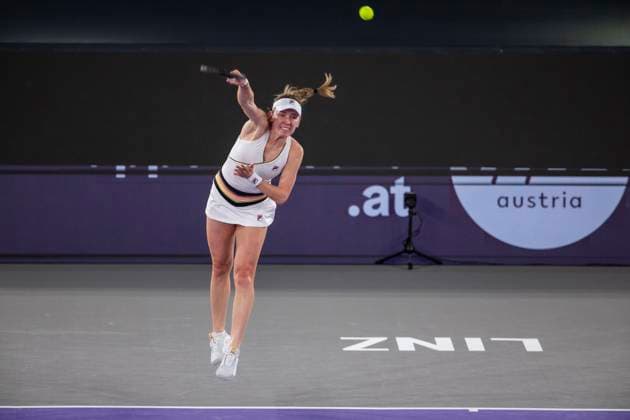 TENNIS - WTA, Tennis Damen Upper Austria Ladies Linz LINZ,AUSTRIA,02.FEB.24 - TENNIS - WTA Tour, Upper Austria Ladies Linz. Image shows Ekaterina Alexandrova (RUS).  GEPAxpictures xGintarexKarpaviciute