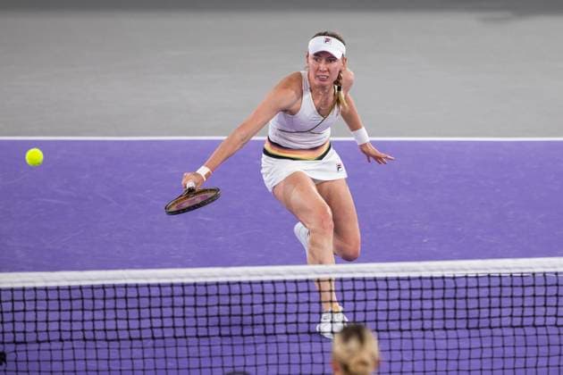 TENNIS - WTA, Tennis Damen Upper Austria Ladies Linz LINZ,AUSTRIA,02.FEB.24 - TENNIS - WTA Tour, Upper Austria Ladies Linz. Image shows Ekaterina Alexandrova (RUS).  GEPAxpictures xGintarexKarpaviciute