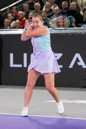 TENNIS - WTA, Tennis Damen Upper Austria Ladies Linz LINZ,AUSTRIA,02.FEB.24 - TENNIS - WTA Tour, Upper Austria Ladies Linz. Image shows Jelena Ostapenko (LAT).  GEPAxpictures xGintarexKarpaviciute