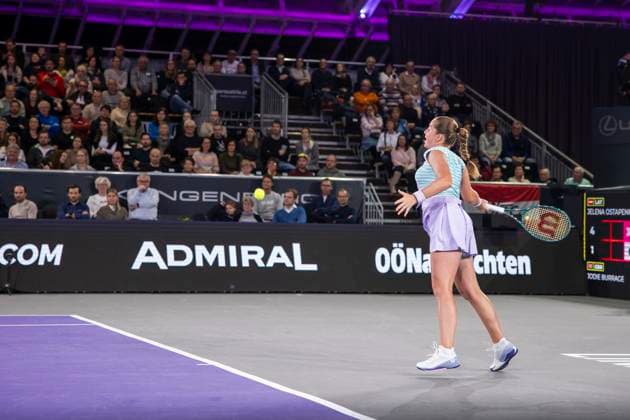 TENNIS - WTA, Tennis Damen Upper Austria Ladies Linz LINZ,AUSTRIA,02.FEB.24 - TENNIS - WTA Tour, Upper Austria Ladies Linz. Image shows Jelena Ostapenko (LAT).  GEPAxpictures xGintarexKarpaviciute