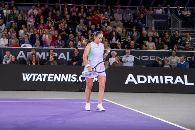 TENNIS - WTA, Tennis Damen Upper Austria Ladies Linz LINZ,AUSTRIA,02.FEB.24 - TENNIS - WTA Tour, Upper Austria Ladies Linz. Image shows Jelena Ostapenko (LAT).  GEPAxpictures xGintarexKarpaviciute