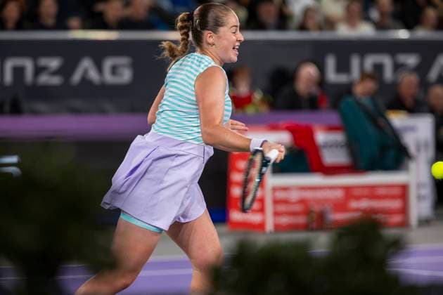 TENNIS - WTA, Tennis Damen Upper Austria Ladies Linz LINZ,AUSTRIA,02.FEB.24 - TENNIS - WTA Tour, Upper Austria Ladies Linz. Image shows Jelena Ostapenko (LAT).  GEPAxpictures xGintarexKarpaviciute