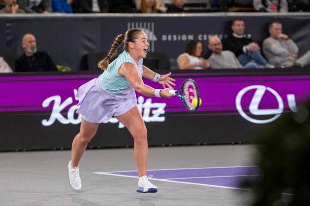 TENNIS - WTA, Tennis Damen Upper Austria Ladies Linz LINZ,AUSTRIA,02.FEB.24 - TENNIS - WTA Tour, Upper Austria Ladies Linz. Image shows Jelena Ostapenko (LAT).  GEPAxpictures xGintarexKarpaviciute