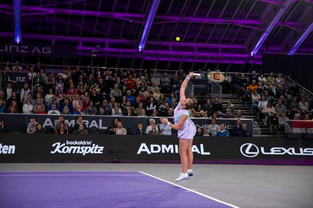 TENNIS - WTA, Tennis Damen Upper Austria Ladies Linz LINZ,AUSTRIA,02.FEB.24 - TENNIS - WTA Tour, Upper Austria Ladies Linz. Image shows Jelena Ostapenko (LAT).  GEPAxpictures xGintarexKarpaviciute