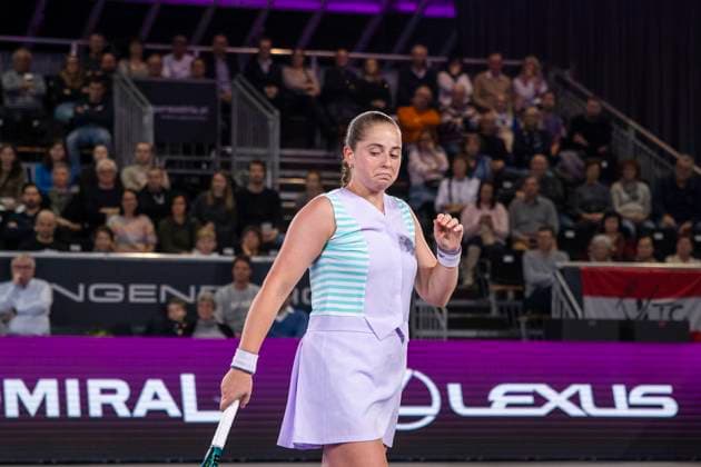 TENNIS - WTA, Tennis Damen Upper Austria Ladies Linz LINZ,AUSTRIA,02.FEB.24 - TENNIS - WTA Tour, Upper Austria Ladies Linz. Image shows Jelena Ostapenko (LAT).  GEPAxpictures xGintarexKarpaviciute