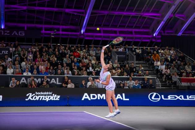 TENNIS - WTA, Tennis Damen Upper Austria Ladies Linz LINZ,AUSTRIA,02.FEB.24 - TENNIS - WTA Tour, Upper Austria Ladies Linz. Image shows Jelena Ostapenko (LAT).  GEPAxpictures xGintarexKarpaviciute