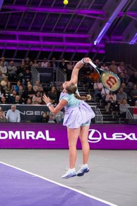 TENNIS - WTA, Tennis Damen Upper Austria Ladies Linz LINZ,AUSTRIA,02.FEB.24 - TENNIS - WTA Tour, Upper Austria Ladies Linz. Image shows Jelena Ostapenko (LAT).  GEPAxpictures xGintarexKarpaviciute