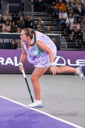TENNIS - WTA, Tennis Damen Upper Austria Ladies Linz LINZ,AUSTRIA,02.FEB.24 - TENNIS - WTA Tour, Upper Austria Ladies Linz. Image shows Jelena Ostapenko (LAT).  GEPAxpictures xGintarexKarpaviciute