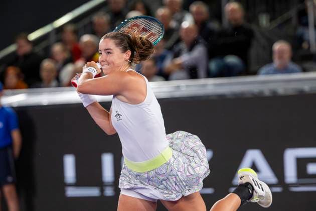 TENNIS - WTA, Tennis Damen Upper Austria Ladies Linz LINZ,AUSTRIA,02.FEB.24 - TENNIS - WTA Tour, Upper Austria Ladies Linz. Image shows Jodie Burrage (GBR).  GEPAxpictures xGintarexKarpaviciute