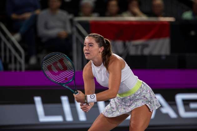 TENNIS - WTA, Tennis Damen Upper Austria Ladies Linz LINZ,AUSTRIA,02.FEB.24 - TENNIS - WTA Tour, Upper Austria Ladies Linz. Image shows Jodie Burrage (GBR).  GEPAxpictures xGintarexKarpaviciute