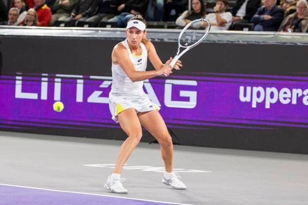 TENNIS - WTA, Tennis Damen Upper Austria Ladies Linz LINZ,AUSTRIA,02.FEB.24 - TENNIS - WTA Tour, Upper Austria Ladies Linz. Image shows Elise Mertens (BEL).  GEPAxpictures xGintarexKarpaviciute