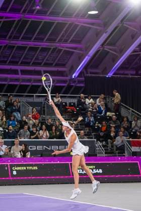 TENNIS - WTA, Tennis Damen Upper Austria Ladies Linz LINZ,AUSTRIA,02.FEB.24 - TENNIS - WTA Tour, Upper Austria Ladies Linz. Image shows Elise Mertens (BEL).  GEPAxpictures xGintarexKarpaviciute