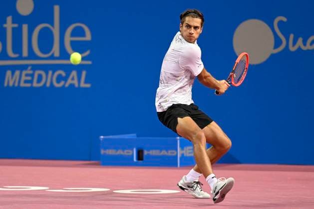 MONTPELLIER, FRANCE - FEBRUARY 2 : Flavio COBOLLI (ITA) during the 1 4 final of the ATP, Tennis Herren 250 Open Sud de France tournament vs. Borna CORIC (CRO) in Montpellier, France on February 2nd, 2024. TENNIS : Open Sud de France ATP 250 - 02 02 2024 ValentinaClaret Panoramic 
