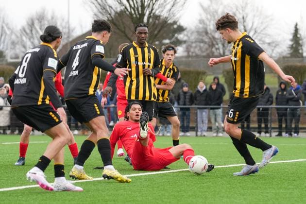 Friday, 03 02 2024 Season 2023 2024 15 Matchday A Junior Bundesliga at Sportpark am See, Eschweiler, Germany Alemannia Aachen U19 BV Borussia Dortmund U19 Paris Josua Brunner BVB