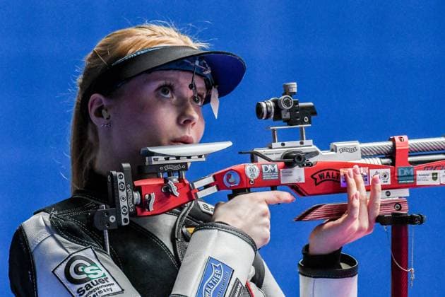 GER, Bundesliga Final Sport Shooting 2024 03 02 2024, ratiopharm arena, Neu Ulm, GER, Bundesliga Final Sport Shooting 2024, Air Rifle, Quarterfinal SSV Kronau vs SSG Kevelaer, in the picture Nele Stark SSV Kronau Photo nordphoto GmbH Hafner nordphotoxGmbHx xHafner nph00200