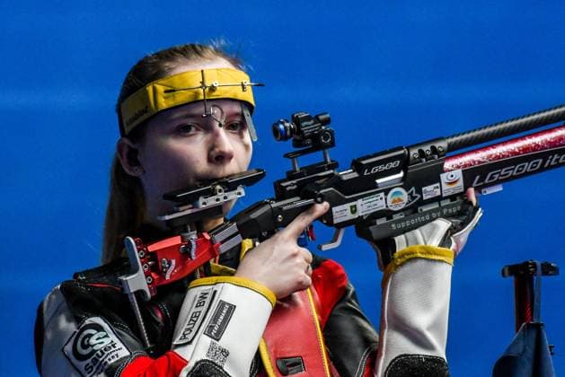 GER, Bundesliga Final Sport Shooting 2024 03 02 2024, ratiopharm arena, Neu Ulm, GER, Bundesliga Final Sport Shooting 2024, air rifle, quarter final SSV Kronau vs SSG Kevelaer, in the picture Larissa Wegner SSV Kronau photo nordphoto GmbH Hafner nordphotoxGmbHx xHafner nph00200