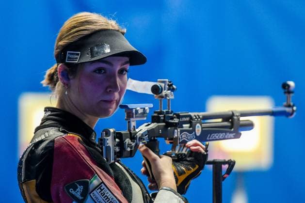 GER, Bundesliga Final Sport Shooting 2024 03 02 2024, ratiopharm arena, Neu Ulm, GER, Bundesliga Final Sport Shooting 2024, air rifle, quarter final SSV Kronau vs SSG Kevelaer, in the picture Anna Janssen SSG Kevelaer photo nordphoto GmbH Hafner nordphotoxGmbHx xHafner nph00200