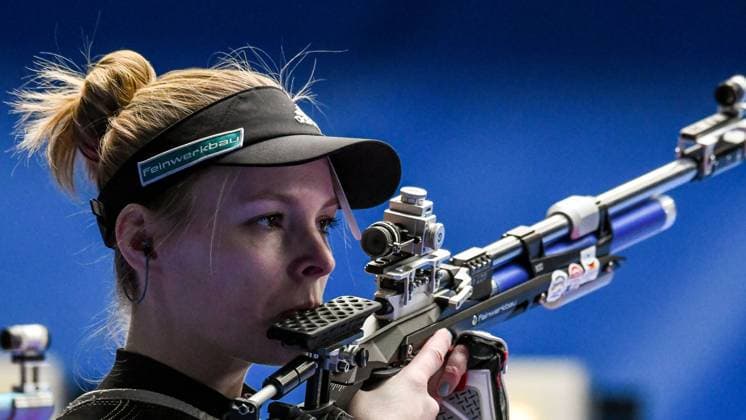 GER, Bundesliga Final Sport Shooting 2024 03 02 2024, ratiopharm arena, Neu Ulm, GER, Bundesliga Final Sport Shooting 2024, Air Rifle, Quarterfinal, SV Pfeil Vöhringen vs SB Freiheit in the picture Michaela Müller Thöle Mueller Thoele SB Freiheit Foto nordphoto GmbH Hafner nordphotoxGmbHx xHafner nph00200