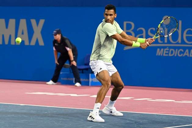 MONTPELLIER, FRANCE - FEBRUARY 3 : Felix AUGER-ALIASSIME (CAN) during the 1 2 final of the ATP, Tennis Herren 250 Open Sud de France tournament vs. Alexander BUBLIK (KAZ) in Montpellier, France on February 3rd, 2024. TENNIS : Open Sud de France ATP 250 - 03 02 2024 ValentinaClaret Panoramic 