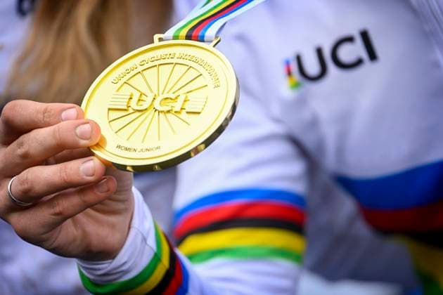 Bilder des Jahres 2024, Sport 02 Feburar Sport Themen der Woche KW05 Sport Bilder des Tages 2024 UCI Cyclo-Cross WC - Women Junior TABOR, CZECH REPUBLIC - FEBRUARY 03 : Illustration picture showing a Gold Medal pictured the 2024 UCI Cyclo-Cross World Championships for Women Junior on February 03, 2024 in Tabor, Czech Republic, 03 02 2024 Tabor Czech Republic  Copyright: xNicoxVereeckenx