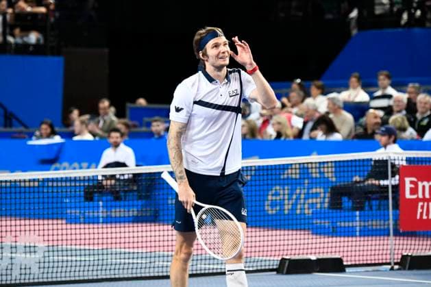 MONTPELLIER, FRANCE - FEBRUARY 3 : Alexander BUBLIK (KAZ) dazzled during the 1 2 final of the ATP, Tennis Herren 250 Open Sud de France tournament vs. Felix AUGER-ALIASSIME (CAN) in Montpellier, France on February 3rd, 2024. TENNIS : Open Sud de France ATP 250 - 03 02 2024 ValentinaClaret Panoramic 