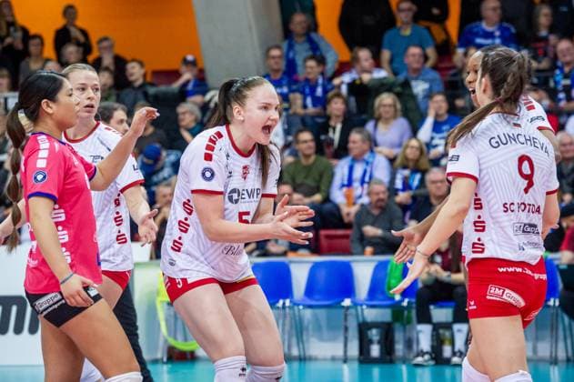 Suvi Kokkonen SC Potsdam, 05 Schrei Allianz MTV Stuttgart SC Potsdam, Sport, Volleyball Bundesliga, Frauen, VBL, Saison 2023 24, 03 02 2024, Stuttgart SCHARRena , DEU Allianz MTV Stuttgart SC Potsdam, Sport, Volleyball Bundesliga, Frauen, VBL, Saison 2023 24, 03 02 2024, Stuttgart SCHARRena , DEU Stuttgart Copyright: xSandyxDinkelackerx EP_SDR
