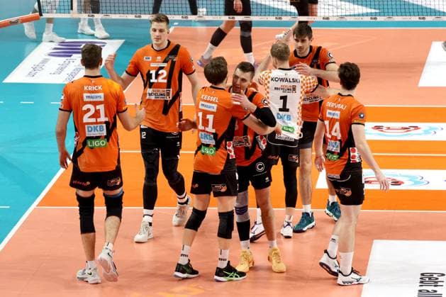DEU, DVV, 1 VBL, BR Volleys vs TSV Haching Muenchen, 03 02 2024, Max Schmeling Halle, Berlin, DEU, DVV, 1 VBL, BR Volleys vs TSV Haching Muenchen, in the picture BR Volleys player circle Photo Juergen Engler nordphoto GmbH nordphotoxGmbHx xEngler nph00076