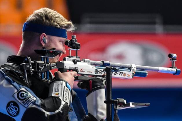GER, Bundesliga Final Sport Shooting 2024 03 02 2024, ratiopharm arena, Neu Ulm, GER, Bundesliga Final Sport Shooting 2024, air rifle, semi-final, SV Wieckenberg vs SSV Kronau picture Colin Fix SSV Kronau photo nordphoto GmbH Hafner nordphotoxGmbHx xHafner nph00200