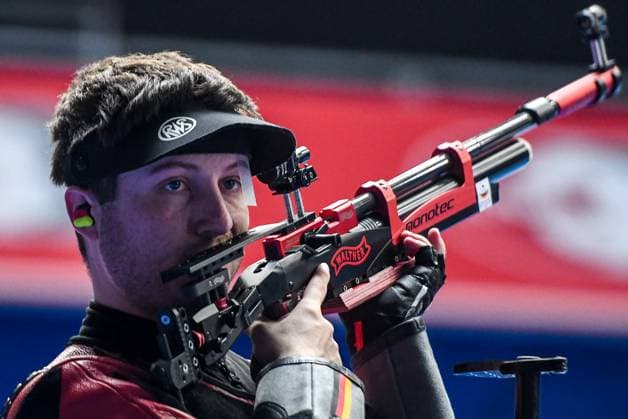 GER, Bundesliga Final Sport Shooting 2024 03 02 2024, ratiopharm arena, Neu Ulm, GER, Bundesliga Final Sport Shooting 2024, air rifle, semi-final, SV Wieckenberg vs SSV Kronau picture Robin Zissel SV Wieckenberg photo nordphoto GmbH Hafner nordphotoxGmbHx xHafner nph00200