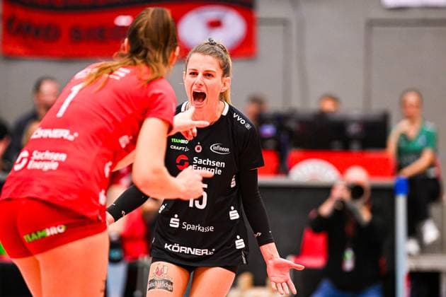 1 Volleyball Bundesliga Women, Dresdner SC vs SSC Palmberg Schwerin, Dresden, 03 02 2024 Aleksandra Jegdic Dresdner SC, 15 1 Volleyball Bundesliga Women, Dresdner SC vs SSC Palmberg Schwerin on 03 02 2024 at the Margon Arena Dresden Copyright: xBEAUTIFULxSPORTS Hoepnerx