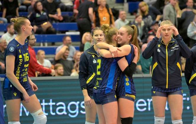 3 2 2024, Schwerin celebrates victory, Volleyball, Bundesliga, Dresdner SC SSC Schwerin, c Dresden Germany