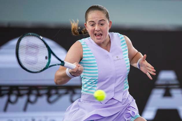 TENNIS - WTA, Tennis Damen Upper Austria Ladies Linz LINZ,AUSTRIA,04.FEB.24 - TENNIS - WTA Tour, Upper Austria Ladies Linz. Image shows Jelena Ostapenko (LAT).  GEPAxpictures xGintarexKarpaviciute