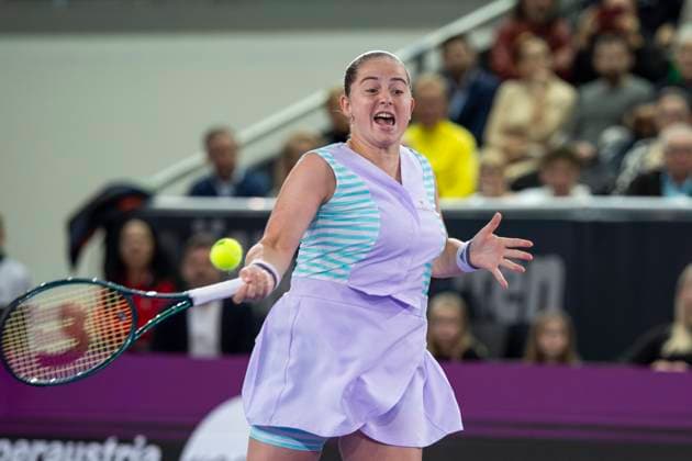 TENNIS - WTA, Tennis Damen Upper Austria Ladies Linz LINZ,AUSTRIA,04.FEB.24 - TENNIS - WTA Tour, Upper Austria Ladies Linz. Image shows Jelena Ostapenko (LAT).  GEPAxpictures xGintarexKarpaviciute