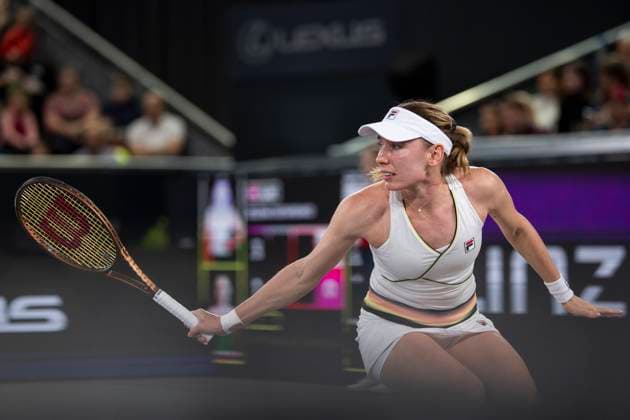 TENNIS - WTA, Tennis Damen Upper Austria Ladies Linz LINZ,AUSTRIA,04.FEB.24 - TENNIS - WTA Tour, Upper Austria Ladies Linz. Image shows Ekaterina Alexandrova (RUS).  GEPAxpictures xGintarexKarpaviciute