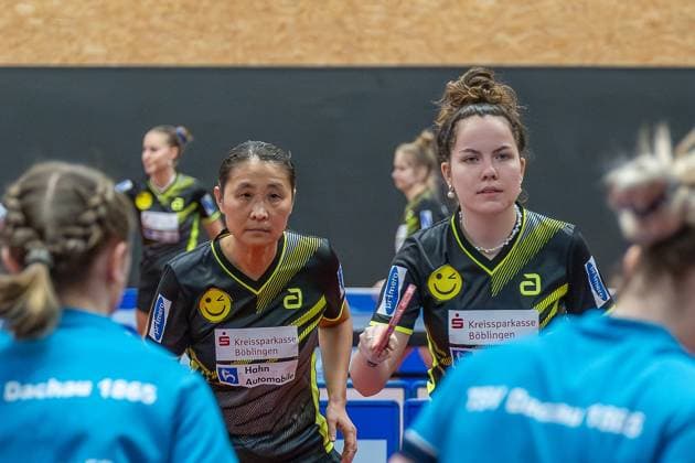 Qianhong Gotsch SV Böblingen, 01 ¨Alexandra Kaufmann SV Böblingen, 04 ¨¨SV Böblingen vs TSV Dachau, Table Tennis, Bundesliga Women, Season 2024, 04 02 2024, SV Böblingen vs TSV Dachau, Table Tennis, Bundesliga Women, Season 2024, 04 02 2024 Böblingen Copyright: xRomanxJustx EP_RJT