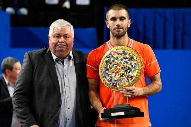 MONTPELLIER, FRANCE - FEBRUARY 4 : Borna CORIC (CRO) finalist of the ATP, Tennis Herren 250 Open Sud de France tournament in Montpellier, France on February 4th, 2024. TENNIS : Open Sud de France ATP 250 - 04 02 2024 ValentinaClaret Panoramic 