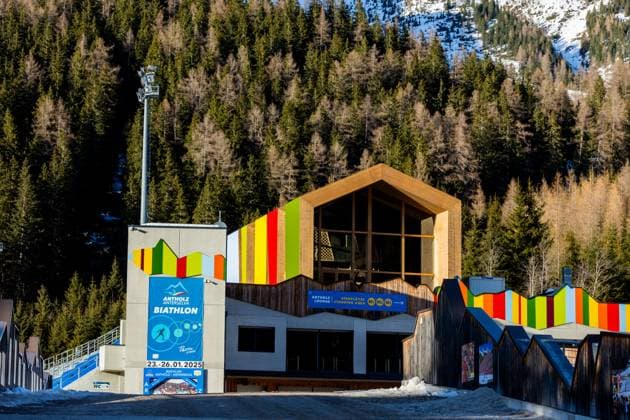 2026 Winter Olympics Venues - Anterselva (Sudtirol Arena) A view of the Arena Alto Adige (Südtirol Arena) in Rasun Anterselva, in the province of Bolzano, Italy, on February 5, 2024. The Südtirol Arena has hosted several World Cup races and two World Championships since 1975. The first Olympic Biathlon competition of the 2026 Winter Olympics Games will be held there on February 8, 2026, with a gold medal to be awarded immediately in the Mixed Relay. Rasun Anterselva Italy  Copyright: xManuelxRomanox originalFilename:romano-2026wint240205_npBbp.jpg