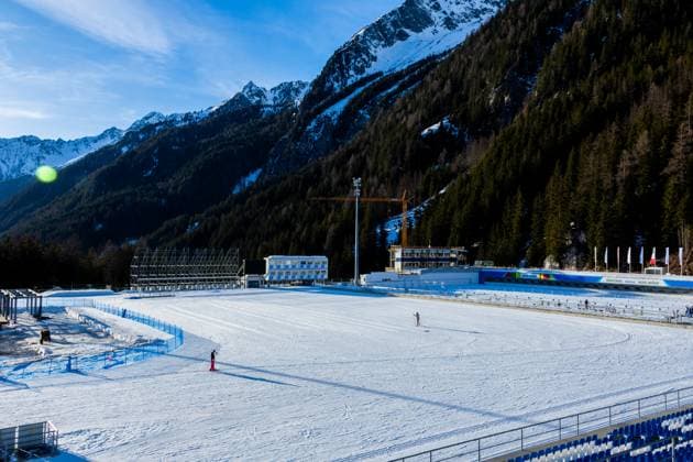 2026 Winter Olympics Venues - Anterselva (Sudtirol Arena) A view of the Arena Alto Adige (Südtirol Arena) in Rasun Anterselva, in the province of Bolzano, Italy, on February 5, 2024. The Südtirol Arena has hosted several World Cup races and two World Championships since 1975. The first Olympic Biathlon competition of the 2026 Winter Olympics Games will be held there on February 8, 2026, with a gold medal to be awarded immediately in the Mixed Relay. Rasun Anterselva Italy  Copyright: xManuelxRomanox originalFilename:romano-2026wint240205_nprdh.jpg