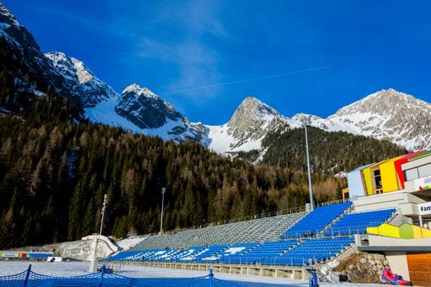 2026 Winter Olympics Venues - Anterselva (Sudtirol Arena) A view of the Arena Alto Adige (Südtirol Arena) in Rasun Anterselva, in the province of Bolzano, Italy, on February 5, 2024. The Südtirol Arena has hosted several World Cup races and two World Championships since 1975. The first Olympic Biathlon competition of the 2026 Winter Olympics Games will be held there on February 8, 2026, with a gold medal to be awarded immediately in the Mixed Relay. Rasun Anterselva Italy  Copyright: xManuelxRomanox originalFilename:romano-2026wint240205_npRWG.jpg