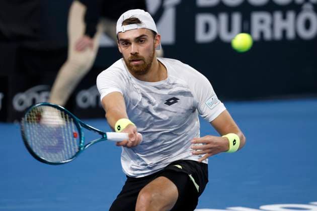 TENNIS OPEN 13 PHOTOPQR LA PROVENCE PENNANT Franck ; Marseille ; 05 02 2024 ; Tennis : OPEN 13 Provence 2024 au Palais des sports de Marseille Match Benjamin BONZI (FRA) (photo) vs Alexander SHECHENKO (KAZ) ATP, Tennis Herren Open 13 in Marseille, on February 05, 2024 Marseille Marseille France  Copyright: xPHOTOPQR LAxPROVENCE MAXPPPxPENNANTxFranckx 20240205PVL9174 20240205PVL9174