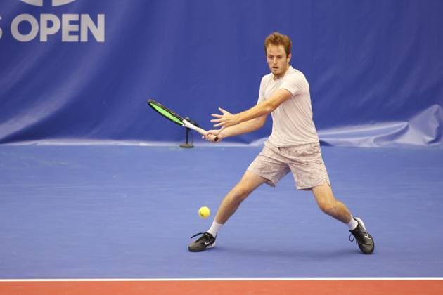 DALLAS, TX - FEBRUARY 05: Reese Stalder (USA) hits a forehand during the Dallas Open on February 5, 2024 at Styslinger Altec Tennis Complex in Dallas, TX. (Photo by George Walker Icon Sportswire) TENNIS: FEB 05 Dallas Open EDITORIAL USE ONLY Icon24020537