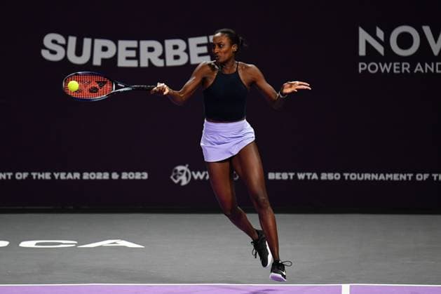 Transylvania Open 2024 Asia Muhammad is in action during the doubles match between Caty McNally (USA) and herself versus Lidziya Marozava and Katarzyna Piter (POL) on Day 1, Round of 32 of the Transylvania Open, being played on the hardcourt at BT Arena in Cluj-Napoca, Romania, on February 5, 2024. Cluj-Napoca Romania  Copyright: xFlaviuxBuboix originalFilename:buboi-notitle240205_np3hj.jpg