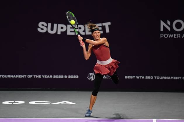 Transylvania Open 2024 Katarzyna Piter is in action during the doubles match between Caty McNally (USA) and Asia Muhammad (USA) versus Lidziya Marozava and Katarzyna Piter (POL) on Day 1, Round of 32 of the Transylvania Open, being played on the hardcourt at BT Arena in Cluj-Napoca, Romania, on February 5, 2024. Cluj-Napoca Romania  Copyright: xFlaviuxBuboix originalFilename:buboi-notitle240205_np8kP.jpg