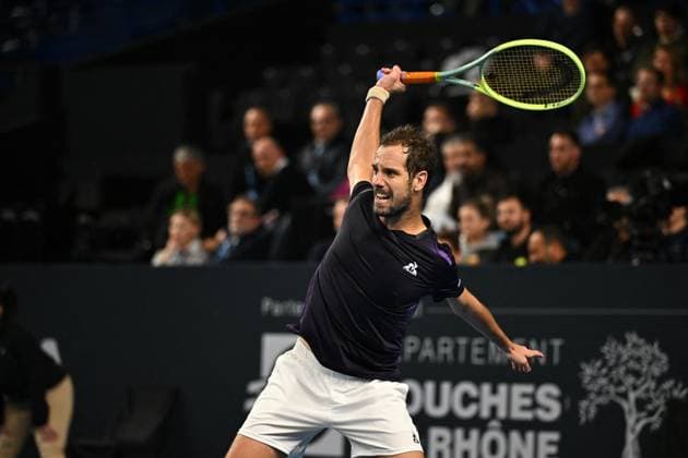 Open 13 Provence - Marseille Richard Gasquet (FRA) during his round match at the Open 13 Provence in Marseille, on February, 5, 2024. Photo by Corinne Dubreuil ABACAPRESS.COM Marseille France  Copyright: xDubreuilxCorinne ABACAx