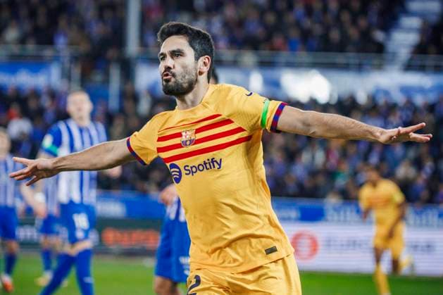 February 3, 2024, Bilbao, Espagne: Ilkay Gundogan of FC Barcelona, Barca celebrates his goal during the LaLiga EA Sports match between Deportivo Alaves and FC Barcelona at Estadio de Mendizorroza Stadium on January 3, 2024 in Bilbao, Spain. Bilbao Espagne - ZUMAd159 20240203_zia_d159_075 Copyright: xMaxDexGraciaxJimenezx