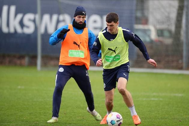 Braunschweig Training Braunschweig, 06 02 2024, FUßBALL Eintracht Braunschweig, 2 BL, Season 2023 24, Training, Fabio Kaufmann Eintracht Braunschweig , Danilo Wiebe Eintracht Braunschweig Braunschweig