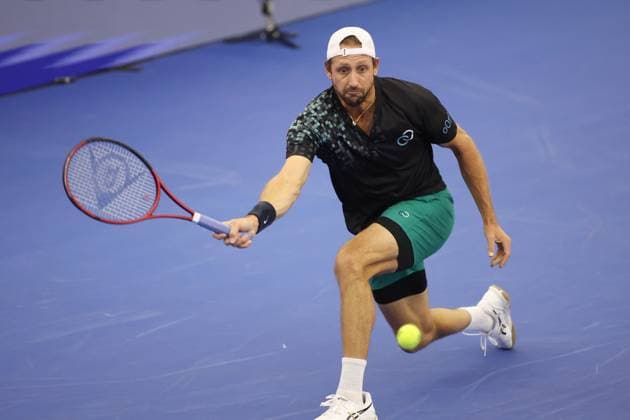 DALLAS, TX - FEBRUARY 06: Tennys Sandgren (USA) hits a forehand during the Dallas Open on February 6, 2024 at Styslinger Altec Tennis Complex in Dallas, TX. (Photo by George Walker Icon Sportswire) TENNIS: FEB 06 Dallas Open EDITORIAL USE ONLY Icon24020611