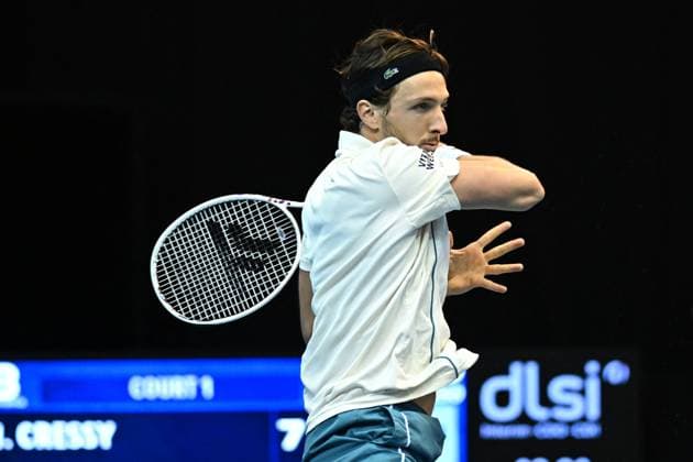 Open 13 Provence - Marseille Arthur Rinderknech (FRA) during his first round match at the Open 13 Provence in Marseille, south of France on February, 6, 2024. Photo by Corinne Dubreuil ABACAPRESS.COM Marseille France  Copyright: xDubreuilxCorinne ABACAx